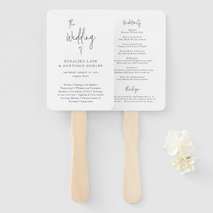 Abanico Programa de Boda Clásico Moderno en Blanco y Negro