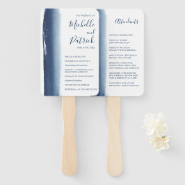 Abanico Programa de Boda con Acuarela Azul Marino Creativo