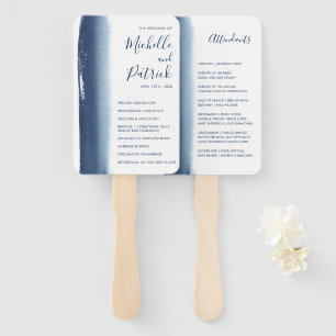Abanico Programa de Boda con Acuarela Azul Marino Creativo