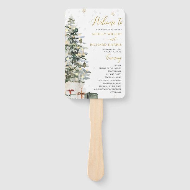 Abanico Programa de Boda con Árbol de Navidad (Anverso)
