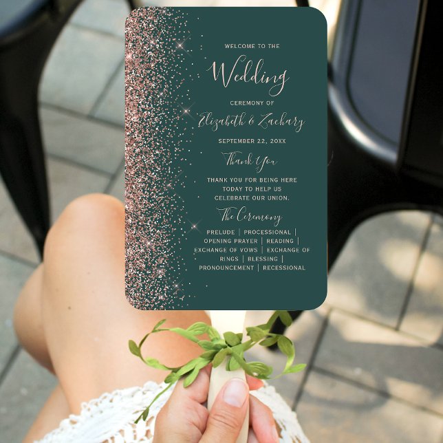 Abanico Programa de Boda con Borde de Purpurina Dorado Ros (Subido por el creador)