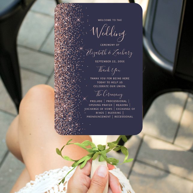 Abanico Programa de Boda con Borde de Purpurina Dorado Ros (Subido por el creador)