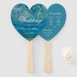 Abanico Programa de Boda con Caligrafía Blanca y Corazón d