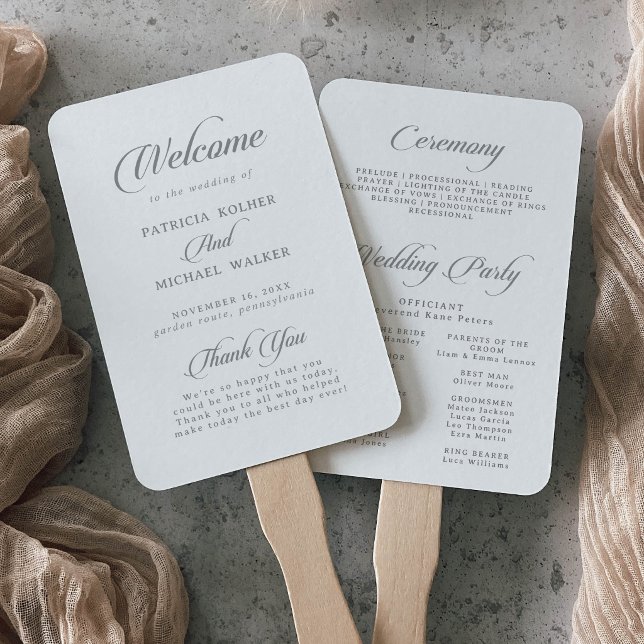 Abanico Programa de Boda con Caligrafía Clásica Chic (Subido por el creador)