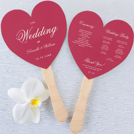 Abanico Programa de Boda con Caligrafía Elegante Corazón M