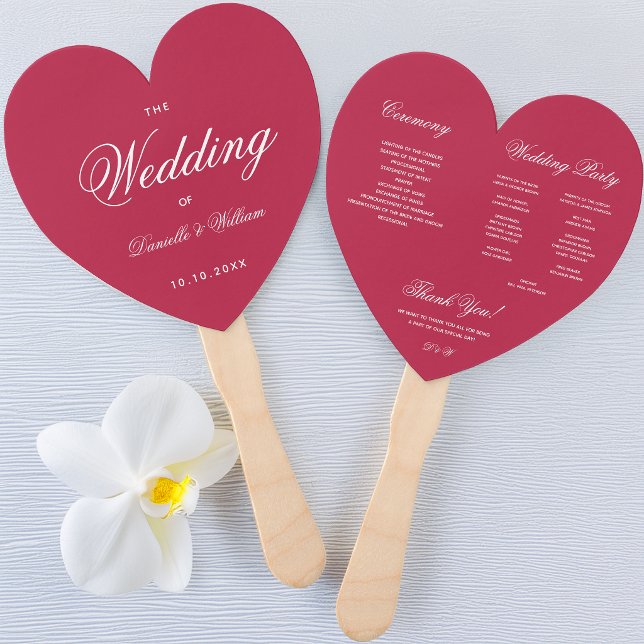 Abanico Programa de Boda con Caligrafía Elegante Corazón M (Subido por el creador)