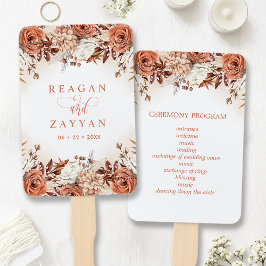 Abanico Programa de Boda con Flores de Terracota Pampas