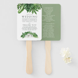 Abanico Programa de Boda con Follaje de Vegetación Tropica