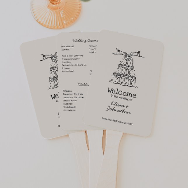 Abanico Programa de Boda con Garabatos Dibujados a Mano (Subido por el creador)