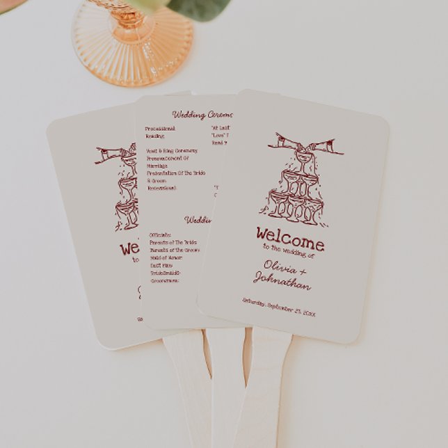 Abanico Programa de Boda con Garabatos Dibujados a Mano (Subido por el creador)