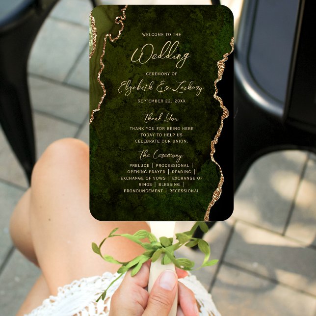 Abanico Programa de Boda con Guión de Ágata Dorada Verde O (Subido por el creador)