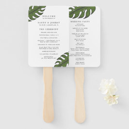 Abanico Programa de Boda con Hojas de Palma de Vegetación