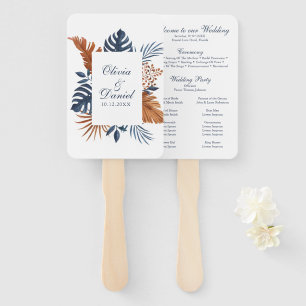 Abanico Programa de Boda con Hojas de Palma Monstera de Co