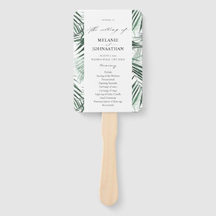 Abanico Programa de Boda con Hojas de Palma Tropical