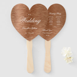 Abanico Programa de Boda con Letra Blanca Elegante Corazón