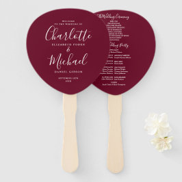 Abanico Programa de Boda con Letra Burgundy