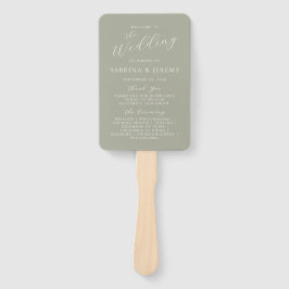 Abanico Programa de Boda con Letra Caligráfica en Verde Sa
