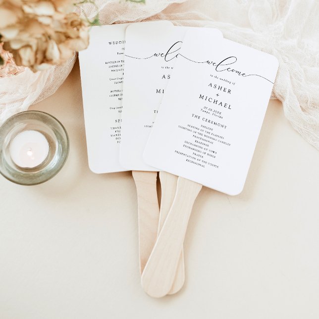 Abanico Programa de Boda con Letra de Caligrafía Elegante (Subido por el creador)