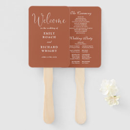 Abanico Programa de boda con letra elegante de terracota