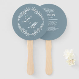 Abanico Programa de Boda con Letra Elegante Monogramada de