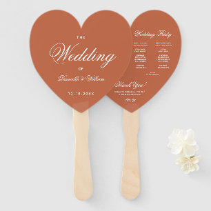 Abanico Programa de Boda con Letra Elegante y Corazón de T