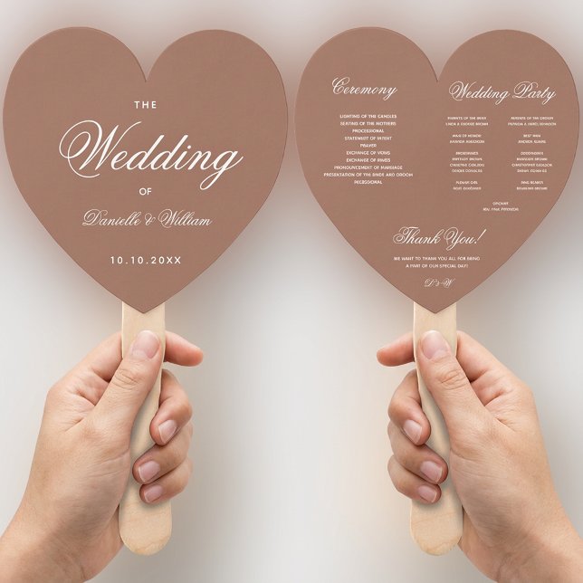 Abanico Programa de Boda con Letra en Cursiva Neutros Terr (Subido por el creador)