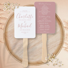 Abanico Programa de Boda con Letra Moderna Dusty Rose