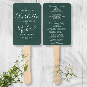 Abanico Programa de Boda con Letra Moderna Elegante Esmera