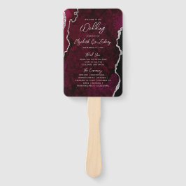 Abanico Programa de Boda con Letra Script Burgundy Silver