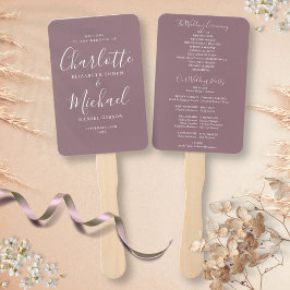 Abanico Programa de Boda con Letra Script Firma Mauve