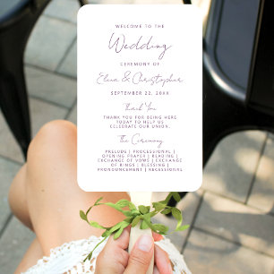 Abanico Programa de Boda con Letra Script Mauve Minimalist