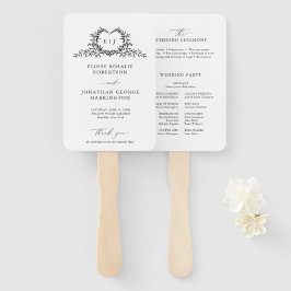 Abanico Programa de Boda con Monograma de Caligrafía Minim