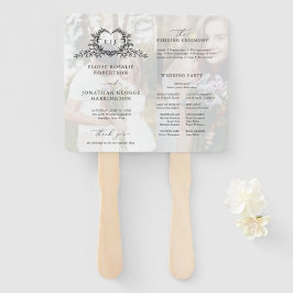 Abanico Programa de Boda con Monograma de Caligrafía Minim