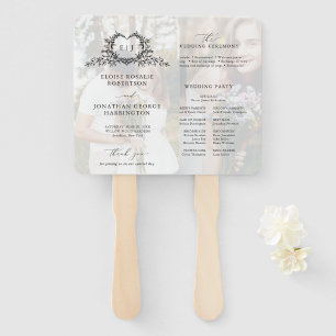 Abanico Programa de Boda con Monograma de Caligrafía Minim