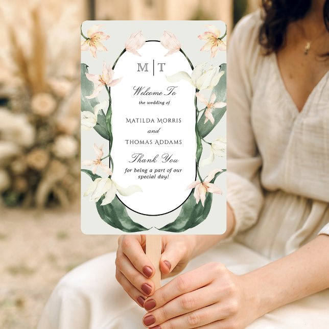 Abanico Programa de Boda con Monograma de Tulipanes Botáni (Subido por el creador)