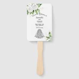 Abanico Programa de Boda con Rosas Blancas y Aliento de Be