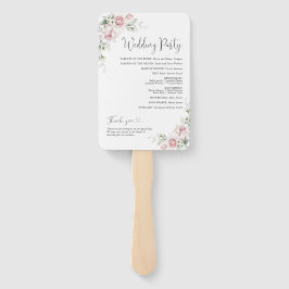 Abanico Programa de Boda con Rosas Rosadas a Mano