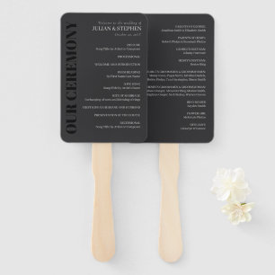 Abanico Programa de Boda con Tipografía de Carbón Elegante