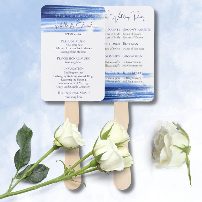 Abanico Programa de Boda con Toques de Pincel de Acuarela  (Subido por el creador)