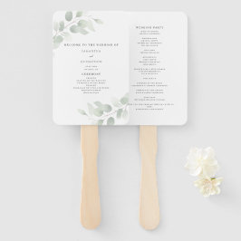 Abanico Programa de Boda con Verde de Eucalipto 