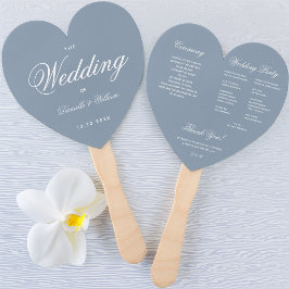 Abanico Programa de Boda Corazón Azul Polvo Escritura Eleg