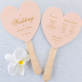 Abanico Programa de Boda Corazón Caligrafía Rosa Rubor Dor