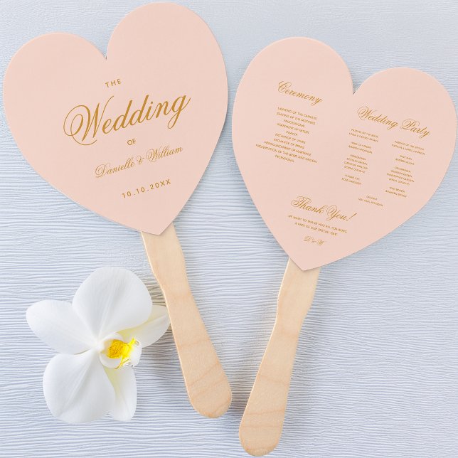 Abanico Programa de Boda Corazón Caligrafía Rosa Rubor Dor (Subido por el creador)