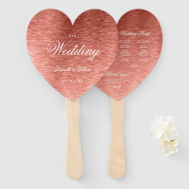 Abanico Programa de Boda Corazón con Caligrafía Rosa Dorad