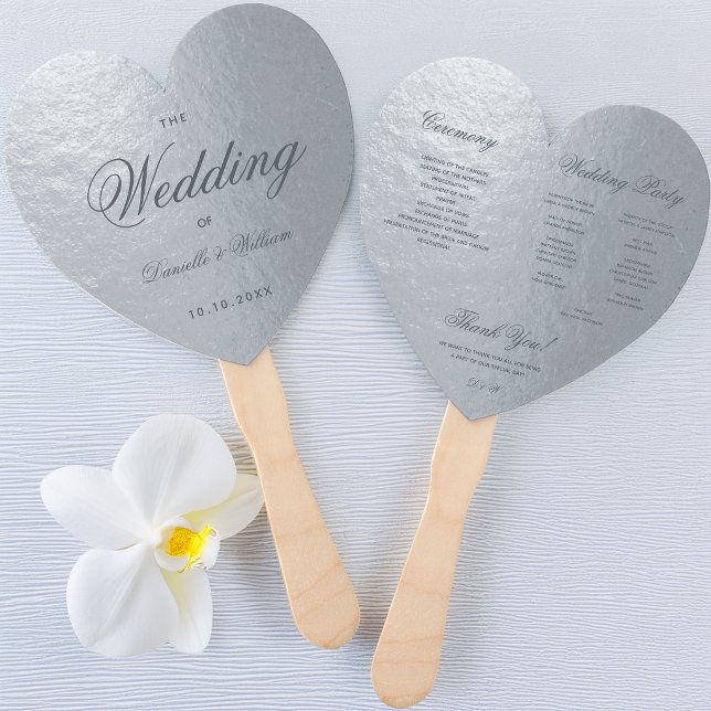 Abanico Programa de Boda Corazón de Caligrafía Gris Platea (Subido por el creador)
