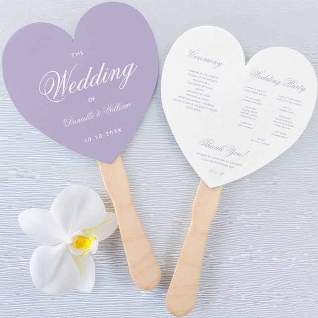 Abanico Programa de Boda Corazón Escritura Blanca Púrpura  (Subido por el creador)