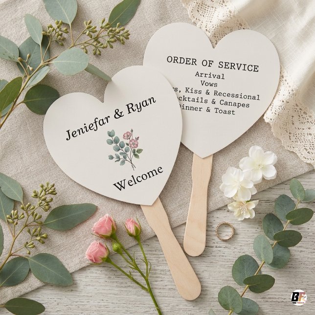Abanico Programa de Boda Corazón Floral de Eucalipto Elega (Subido por el creador)