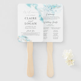 Abanico Programa de Boda Costera con Olas Azules Salpicada