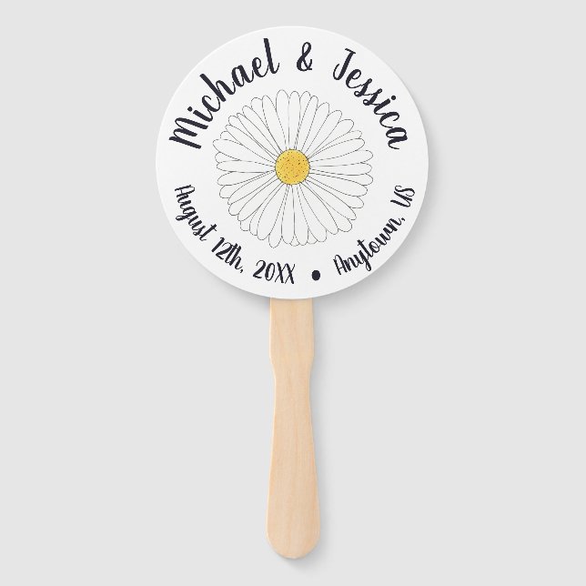 Abanico Programa de Boda Daisy Flower Blossom Daisies (Anverso)