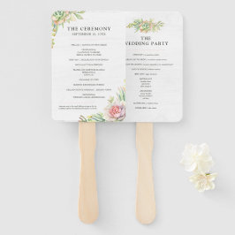 Abanico Programa de Boda de Acuarela con Suculentas y List